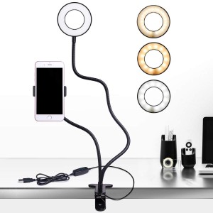 LED ΦΩΤΙΣΤΙΚΟ & ΒΑΣΗ ΚΙΝΗΤΟΥ ΤΗΛΕΦΩΝΟΥ ΓΡΑΦΕΙΟΥ USB ΜΕ ΚΛΙΠ & ΕΥΚΑΜΠΤΟ ΒΡΑΧΙΟΝΑ 2 ΣΕ 1 - PROFESSIONAL LIVE STREAM RING LIGHT - PLSRLM