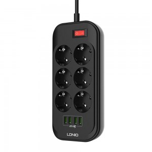 ΠΟΛΥΠΡΙΖΟ ΤΡΟΦΟΔΟΤΙΚΟ ΜΕ 4 ΘΥΡΕΣ USB KAI 6 ΕΞΟΔΟΥΣ LDNIO - SE6403