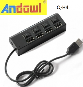 USB 2.0 HUB 4 ΘΥΡΕΣ ΜΕ ΔΙΑΚΟΠΤΕΣ ANDOWL - Q-H4 