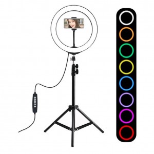 ΦΩΤΙΣΤΙΚΟ RING LIGHT LED RGB ΜΕ ΒΑΣΗ ΚΙΝΗΤΟΥ ΤΗΛΕΦΩΝΟΥ & ΤΡΙΠΟΔΟ 1.1Μ PULUZ - PKT3044