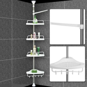 ΓΩΝΙΑΚΗ ΡΑΦΙΕΡΑ ΤΕΤΡΑΠΛΗ ΓΙΑ ΤΟ ΜΠΑΝΙΟ -FOUR LAYERS EXTENDABLE CORNER SHELF SQ-1908