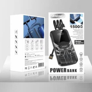 ΦΟΡΗΤΟ POWER BANK 4 ΚΑΛΩΔΙΩΝ 15000MAH ΜΕ ΦΑΚΟ