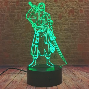 ΦΩΤΙΣΤΙΚΟ LED ΣΧΕΔΙΟ ONE PIECE RORONOA ZORO ΜΕ ΤΡΙΣΔΙΑΣΤΑΤΟ ΕΦΕ ΠΟΥ ΑΛΑΖΕΙ 7 ΧΡΩΜΑΤΑ - 3DΝ225