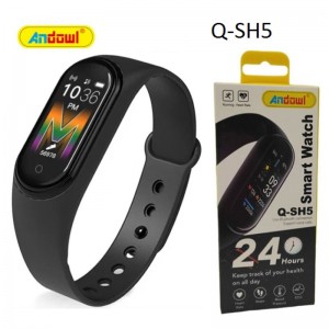 SMART BRACELET ANDOWL ΕΠΑΝΑΦΟΡΤΙΖOΜΕΝΟ SMART WATCH ΜΕ ΑΙΣΘΗΤΗΡΕΣ ΚΑΤΑΓΡΑΦΗΣ ΜΑΥΡΟ Q-SH5