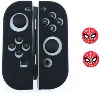 ΜΑΥΡΟ Συμβατο με ΝΙΝΤΕNDO J-C PAD ΓΙΑ N-SL Thumb Grips Joystick Cap Cover Soft Silicone Protective Skin Case for Nintendo Switch Joy-Con (Black-Black)  ΦΤ54