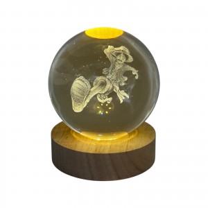Γυαλινη Σφαιρα Φωτιστικό Luffy - One Piece 3D illusion 10cm  74934