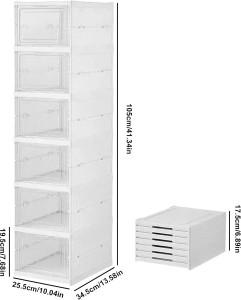 105cm/34.5cm/25.5cm Πτυσσόμενο και Στοίβαζόμενο Κουτί Αποθήκευσης με Πλευρική Πόρτα – Διαφανές & Πρακτικό