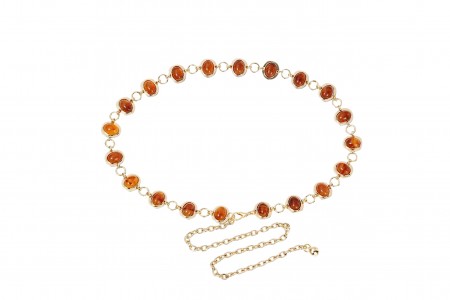 ΓΥΝΑΙΚΕΙΑ ΖΩΝΗ ΑΛΥΣΙΔΑ ΜΕΤΑΛΛΙΚΗ RETRO ΜΕ ΠΕΤΡΑΔΙΑ ΣΕ ΚΕΧΡΙΜΠΑΡΙ ΧΡΩΜΑ KSG167AM