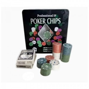 Σετ 100 Μάρκες Poker 50mm / 4gr σε Μεταλλικό Κουτί με 2 Τράπουλες PERG06584
